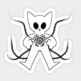 Cat with chained heart Sticker